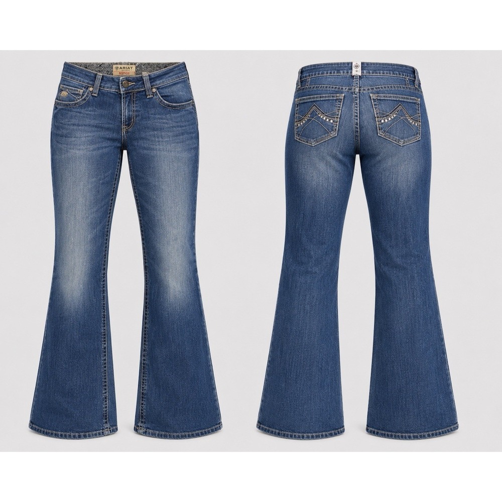 Ariat Real Riding Jeans Women 33r Spitfire Dark Wash Boot Cut Mid Rise